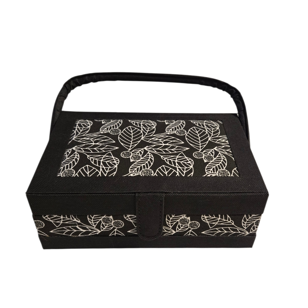 5 for $10 Black and White Leaf Print Sewing Box